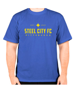 SCFC - Royal Blue Dri Fit Performance Tee with Steel City Yellow Text Logo