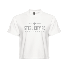 Load image into Gallery viewer, New Steel City FC Boxy Tee - White with Grey SCFC Text Logo