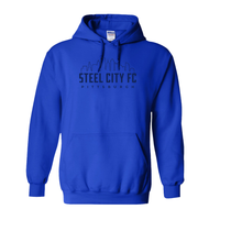 Load image into Gallery viewer, Royal Blue Hoodie with Steel City Skyline Logo