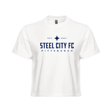 Load image into Gallery viewer, New Steel City FC Boxy Tee - White with Navy SCFC Text Logo