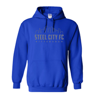 Load image into Gallery viewer, Royal Blue Hoodie with Steel City Skyline Logo