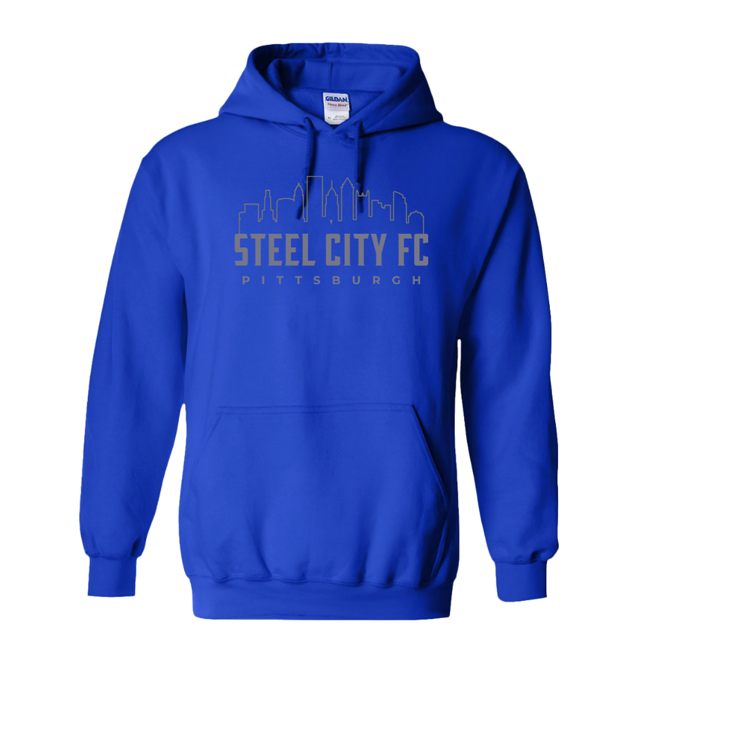 Royal Blue Hoodie with Steel City Skyline Logo