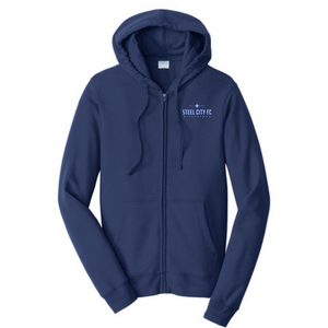 NEW!!! - SCFC - Full Zip Hoodie - Navy - Embroidered Text