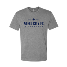 Load image into Gallery viewer, New Steel City FC Soft Style CVC Shirt - Light Heather Grey with Navy SCFC Text Logo