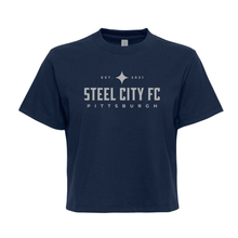 Load image into Gallery viewer, New Steel City FC Boxy Tee - Navy with Grey SCFC Text Logo