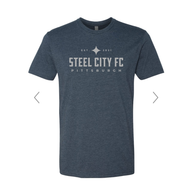 New Steel City FC Soft Style CVC Shirt - Dark Heather Grey with Grey SCFC Text Logo