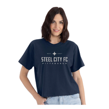 Load image into Gallery viewer, New Steel City FC Boxy Tee - Navy with Grey SCFC Text Logo
