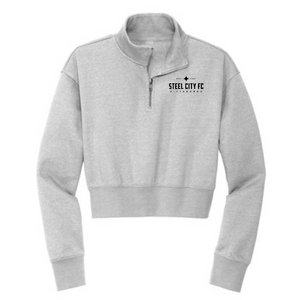 NEW!!! - SCFC - Cropped 1/2 Zip Fleece - Light Grey - Embroidered Text