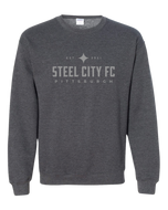 SCFC - Dark Heather Grey Crewneck Sweatshirt with Grey Text Logo