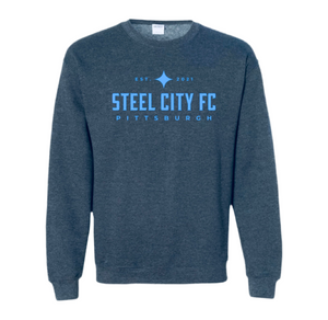 SCFC - Heather Navy Crewneck Sweatshirt with Blue Text Logo