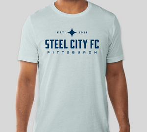 SCFC - Ice Blue Tee with Steel City Text Logo