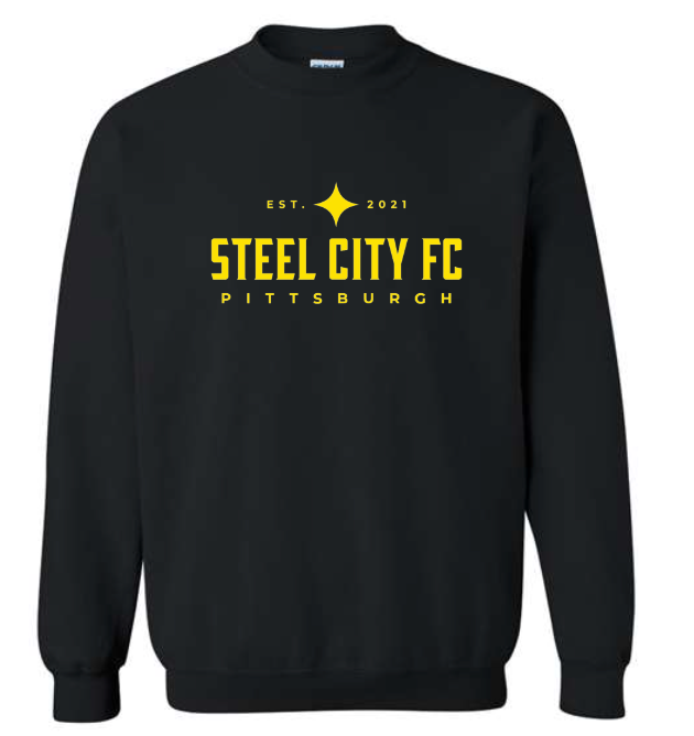 NEW!!! - SCFC - Black Crewneck Sweatshirt with Yellow Text Logo