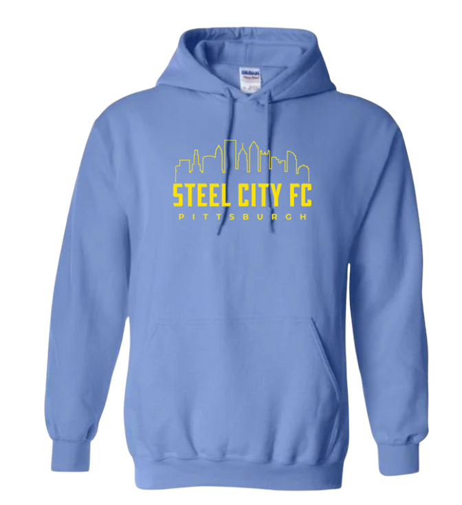 SCFC City Edition - Light Blue Hoodie with Yellow Steel City Skyline