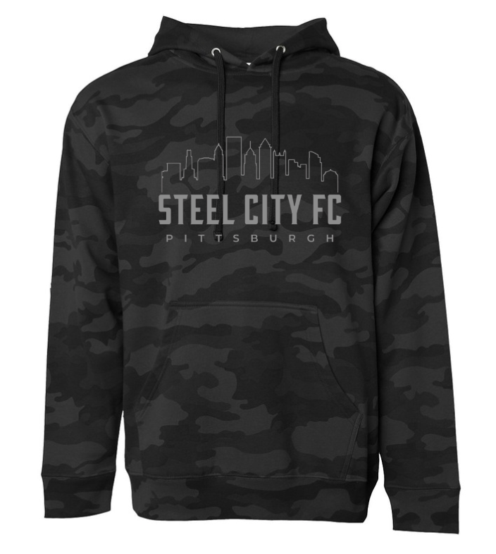 SCFC Camo Hoodie with Grey City Skyline Logo