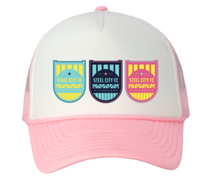 Load image into Gallery viewer, Steel City FC Pop Art Trucker Hat - Triple Logo