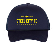 Sale!! SCFC Navy Foam Trucker Hat - Yellow Text Logo