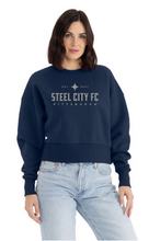 Load image into Gallery viewer, SCFC - Womens Navy Cropped Crewneck Sweatshirt with Grey Text Logo